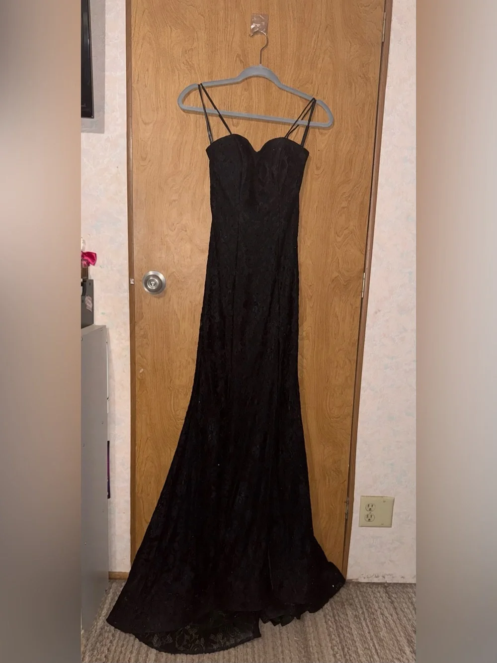Sherri Hill | Dresses | Sherri Hill Elegant Black Lace Evening Gown With  Spaghetti Straps | Poshmark
